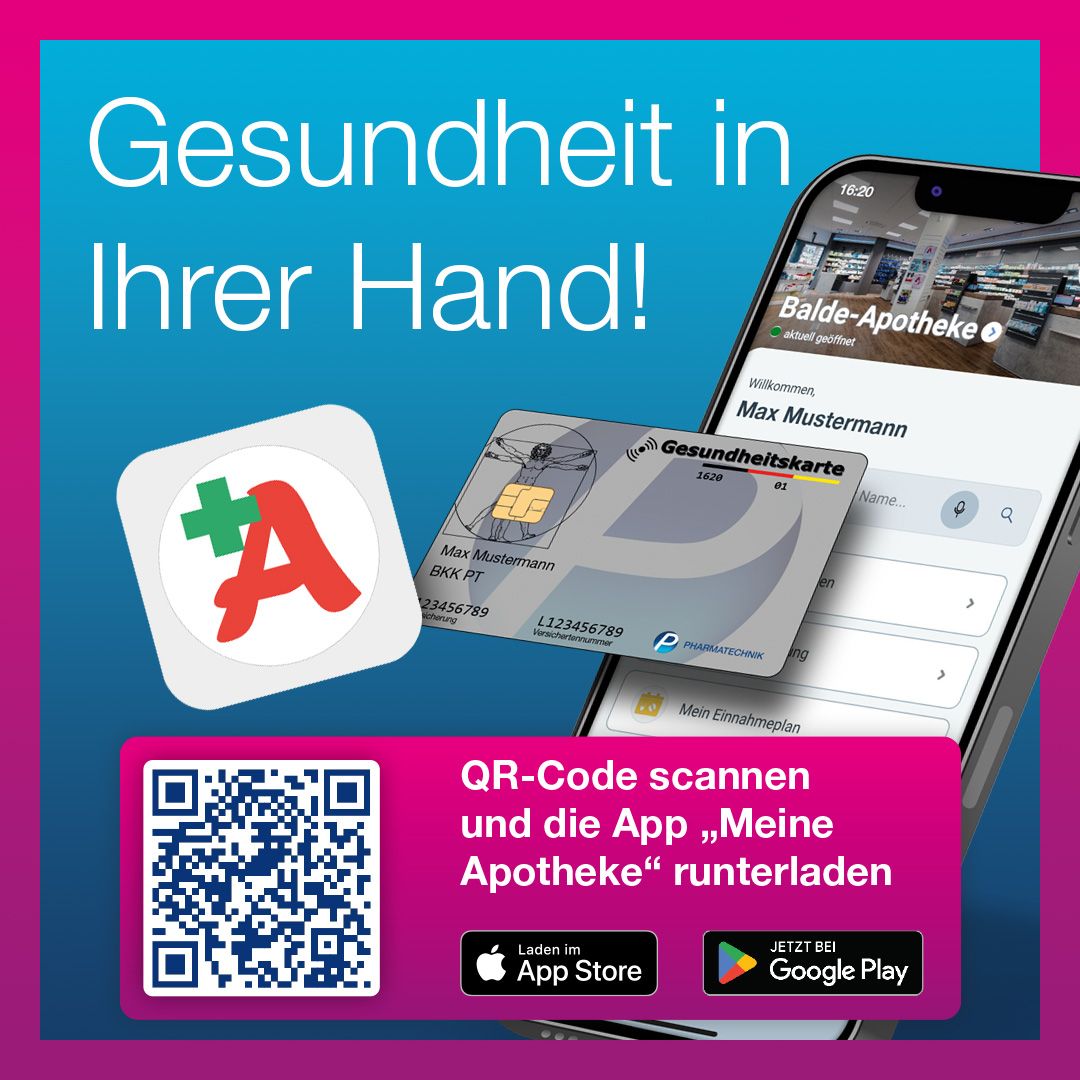 Anzeige mit QR-Code für die App "Meine Apotheke"