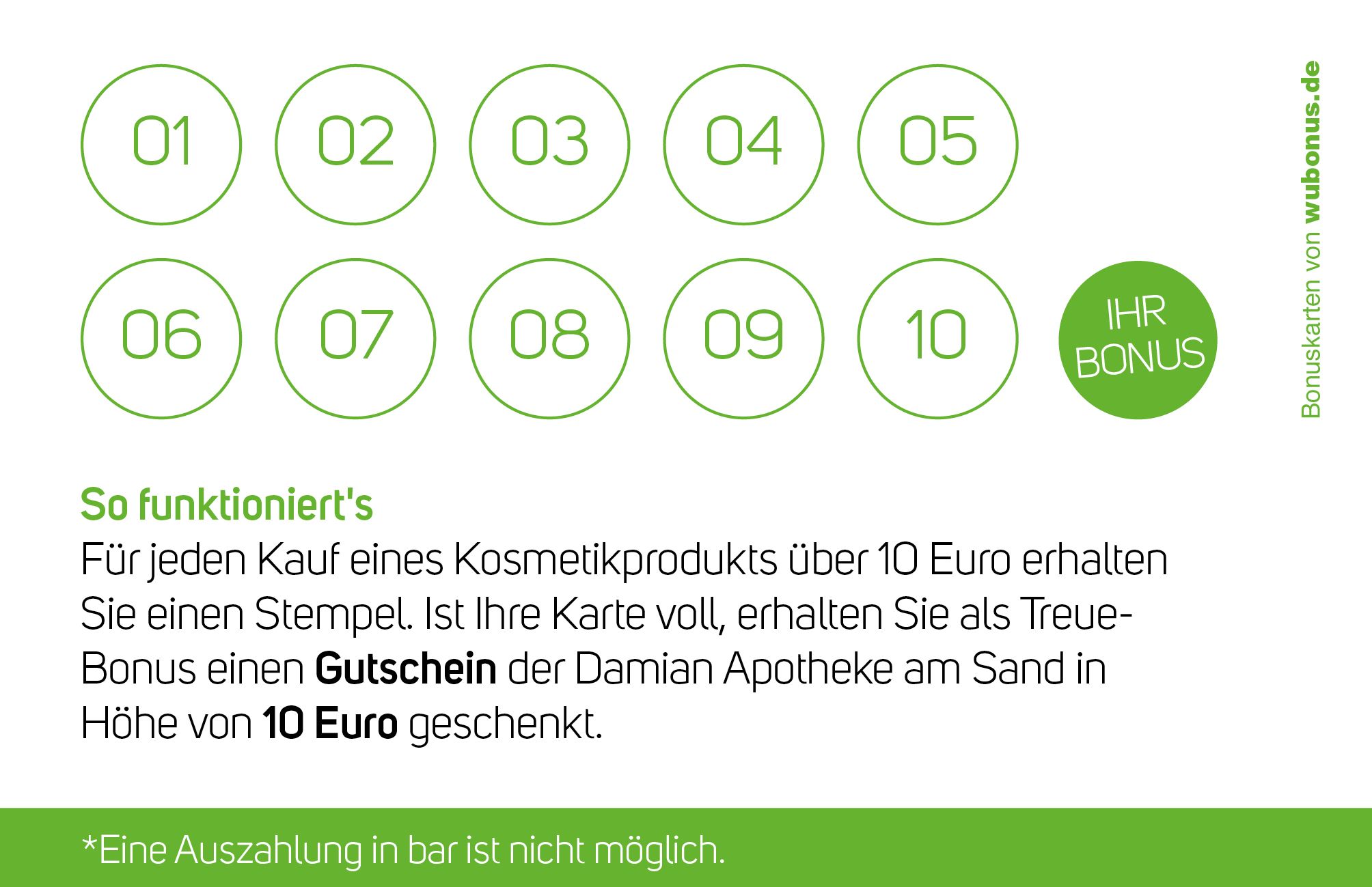 Rückseite Kundenkarte Damian Apotheke