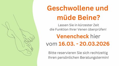Venencheck vom 16. -20.3.26. Termin vereinbaren! Grafik. Venencheck vom 16. -20.3.26. Termin vereinbaren!