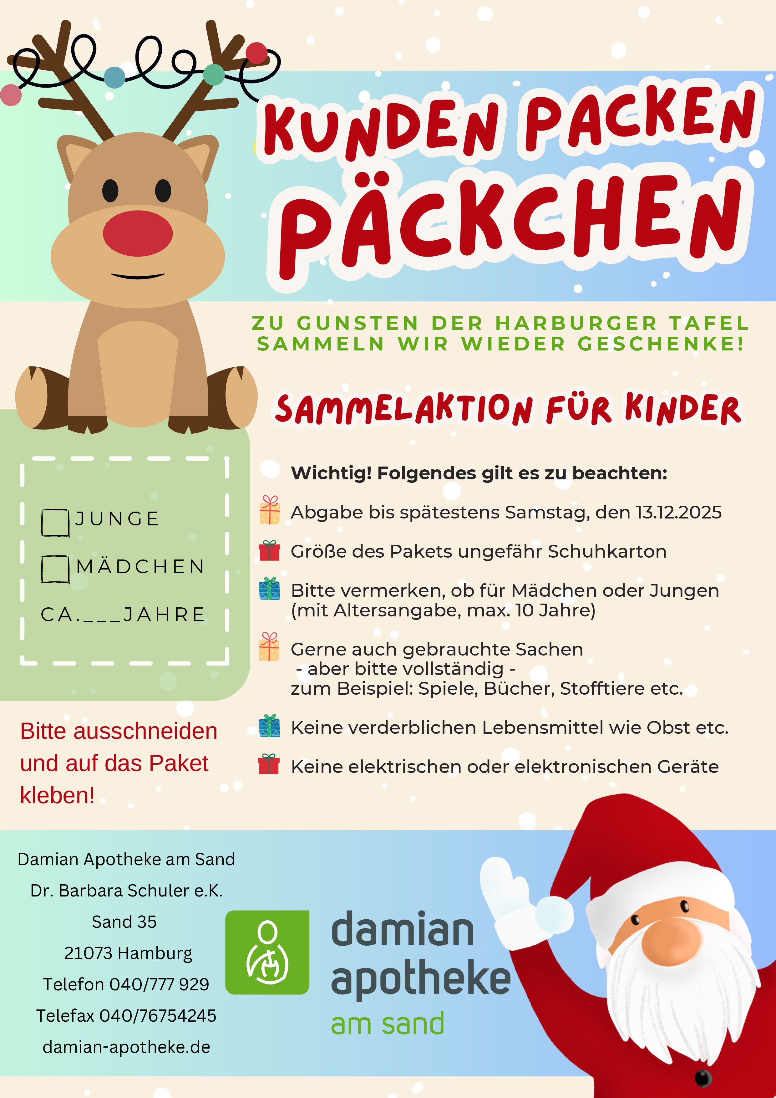 Plakat mit Informationen zu Sammelaktion